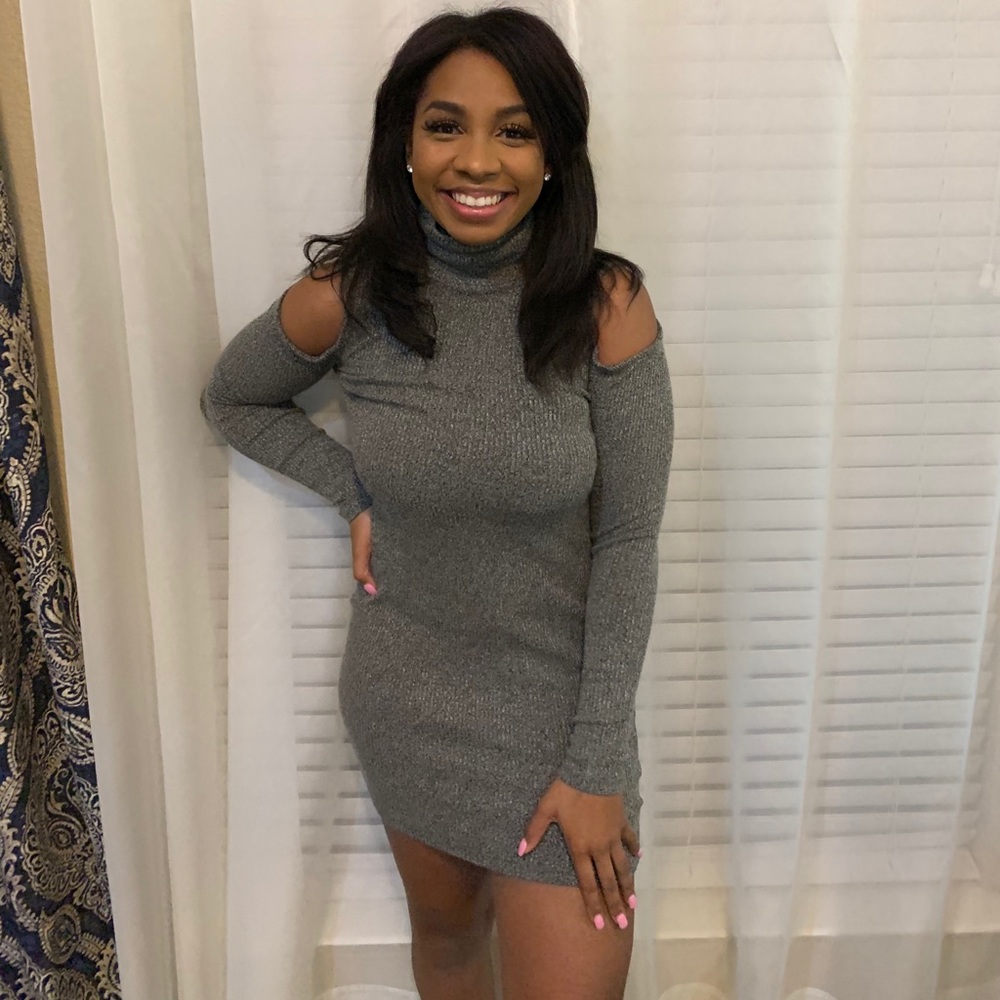 Turtle neck body con dress